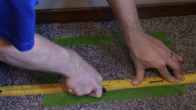 cut carpet with knife