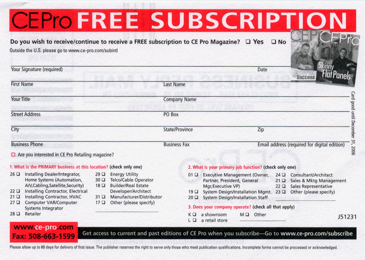 CE Pro Free subscriptions