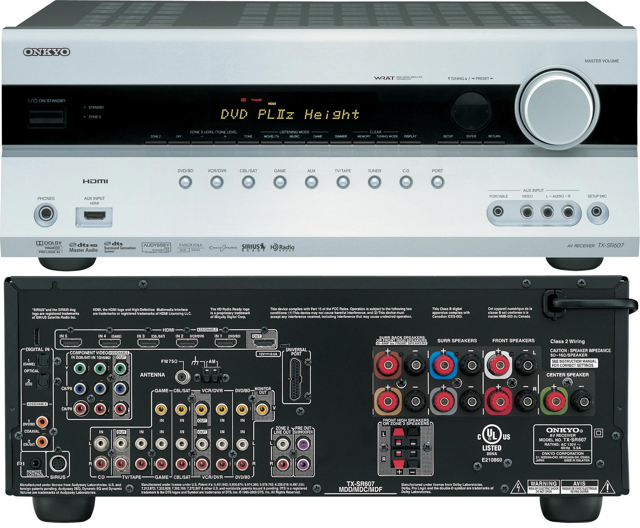 Onkyo TX-SR607 with Dolby PLIIz | Audioholics