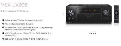 Pioneer VSX LX303 power ratings