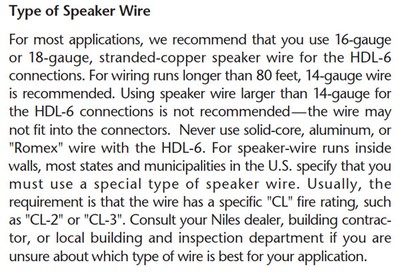 Niles Speaker Wire AWG Guidelines
