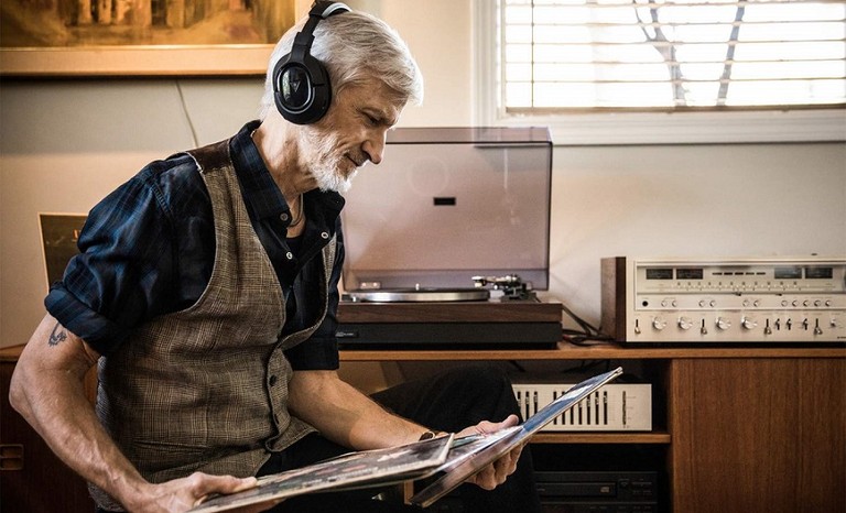 Man listening to Vinyl