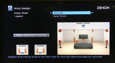 The Denon AVR-X7200WA supports an Auro-3D 10.1 setup