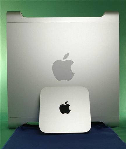 Mac Mini pictured alongside the Mac Pro