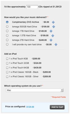 ordering screen