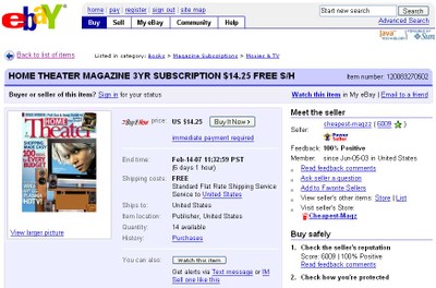 Home Theater Mag eBay subscription