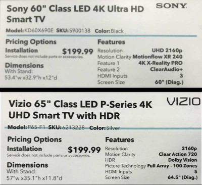 4K-UHD TVs that support HDR are on the label