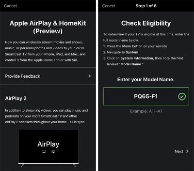 Vizio HomeKit and Airplay2 support