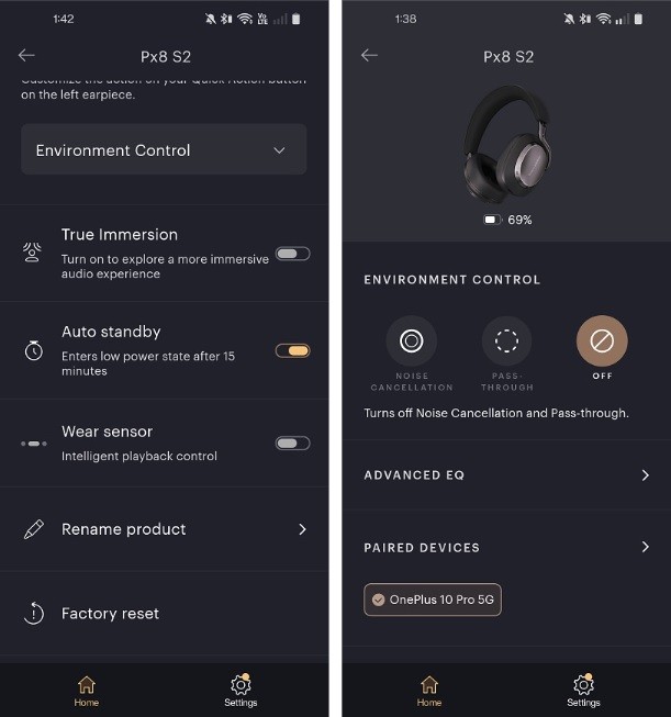 Bowers & Wilkins App Controlls