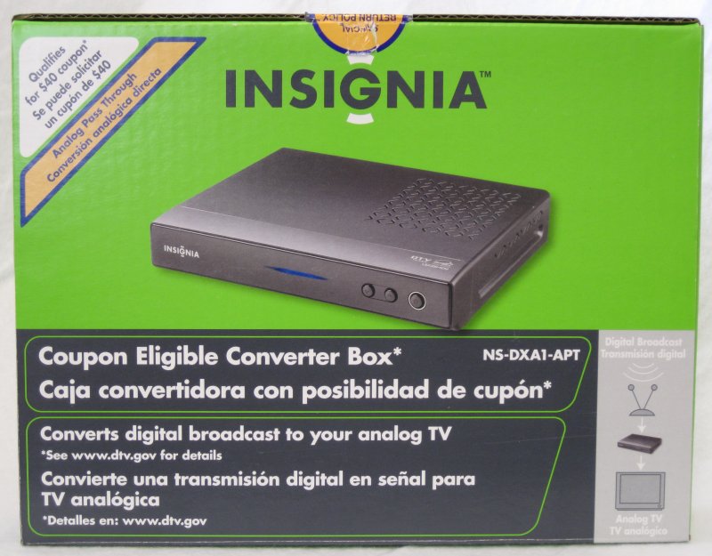 Insignia NS-DXA1 Digital to Analog TV Tuner Converter Box for Regular TV Sets 
