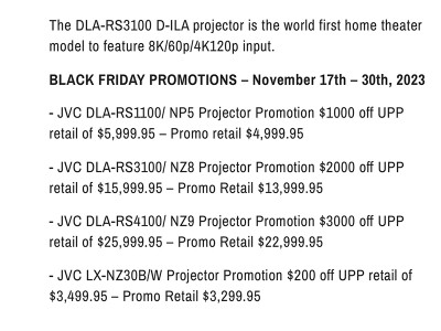 Black Friday 2023 JVC specials