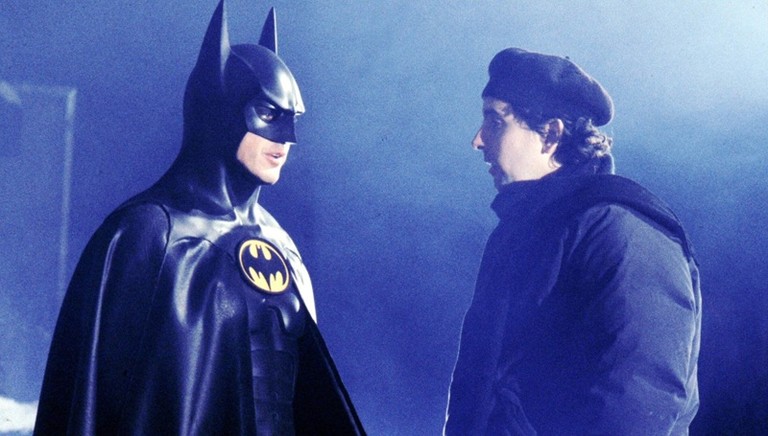 Keaton and Tim Burton on Batman Returns Set