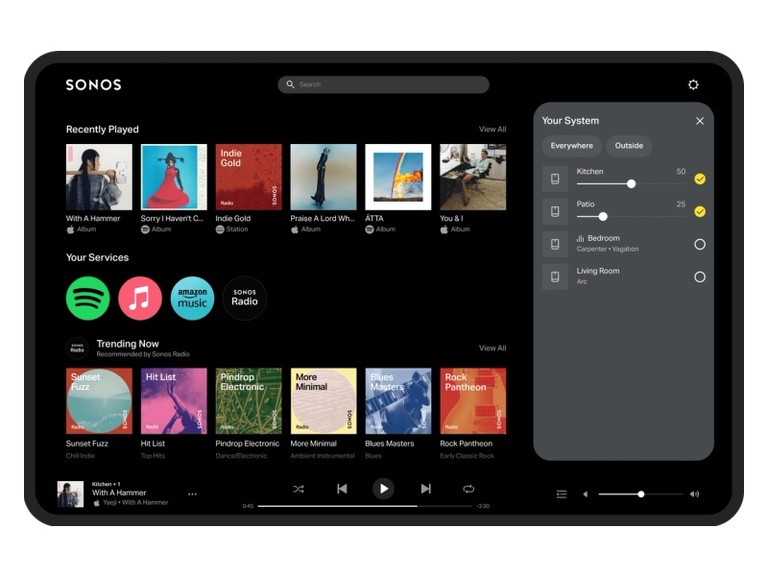Sonos Web App tablet