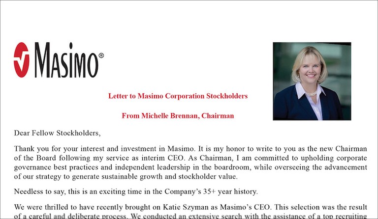 Masimo Brennan Letter