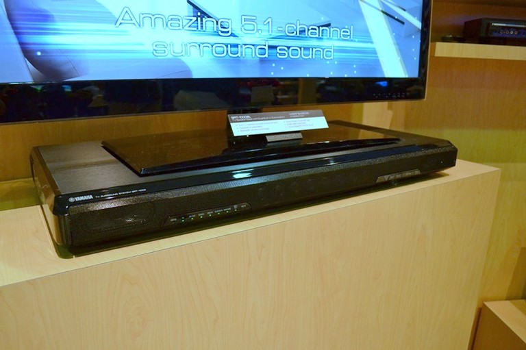 The Yamaha SRT-1000 pedestal soundbar.