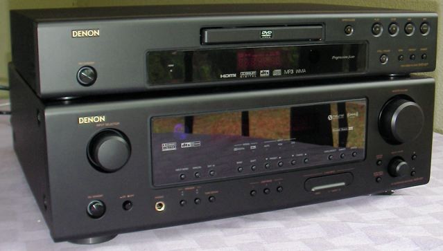 The AVR-487 receiver & DVD-557 are the heart of the system.