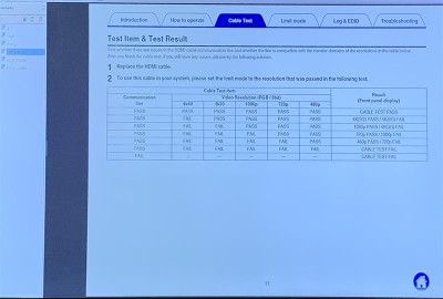 Denon's HDMI cable test feature